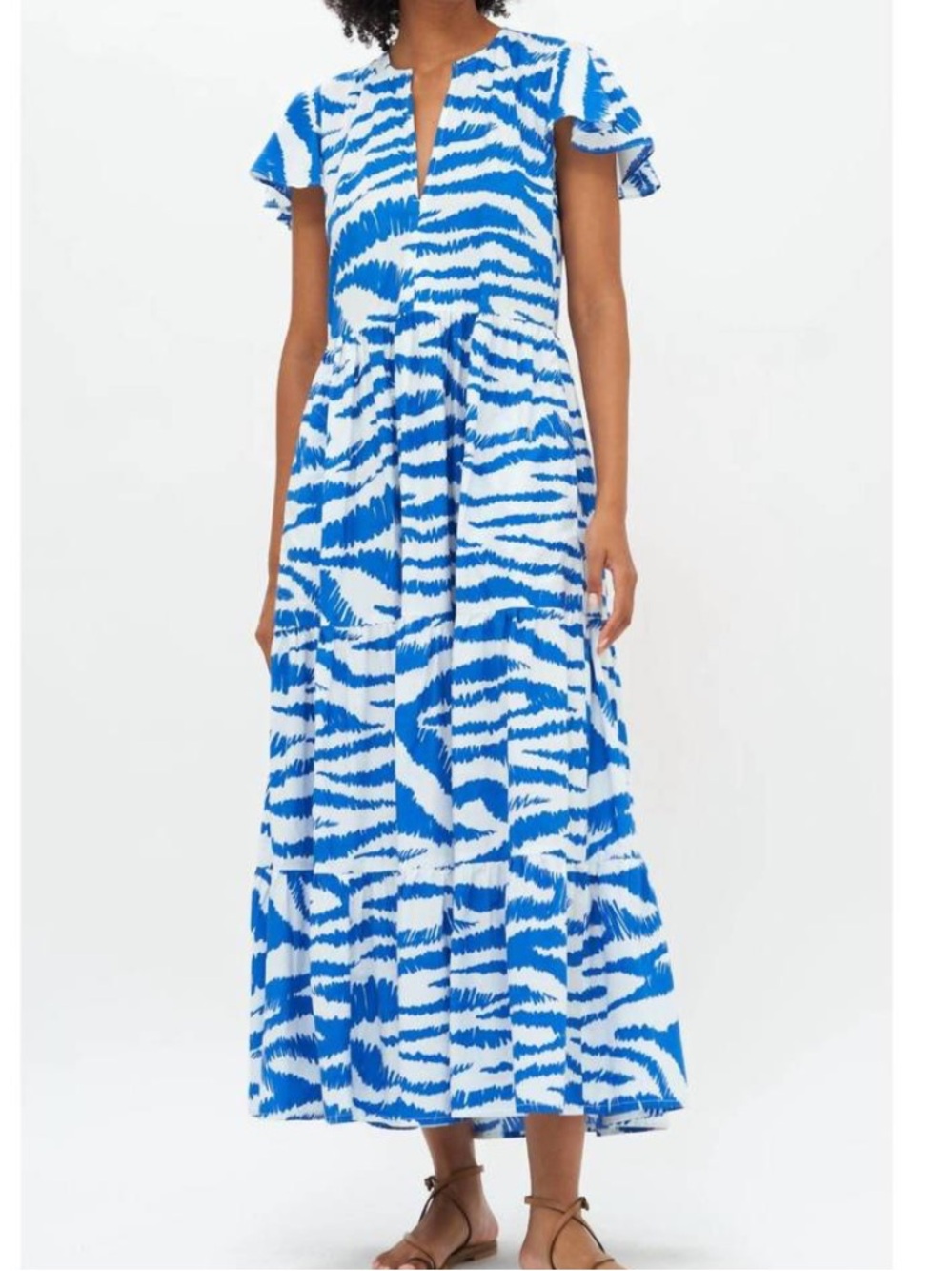 OLIPHANT v-neck maxi dress in blue singita size S summer vibes